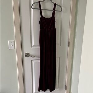 Burgundy Velvet Jumpsuit (Maternity)